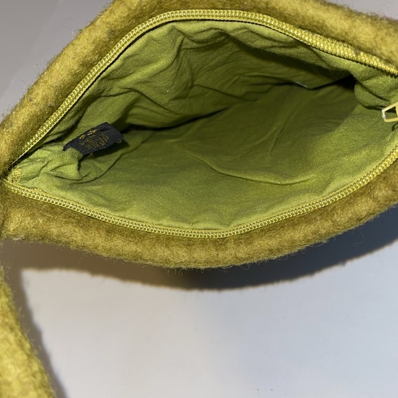 🆕 Handmade Felted Wool Green Hobo Bag with Multicoloured Square Pattern - Picture 10 of 10